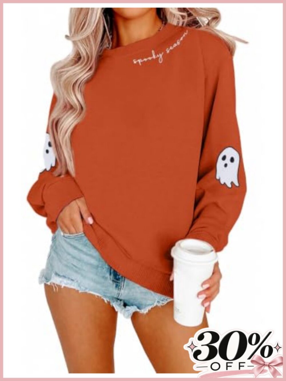 Spooky Season Ghost Pullover Sweatshirt Women Long Sleeve Crewneck